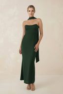 Strapless Sheath Midi Bridesmaid Dress With Ribbon in Moss - KISS BRIDAL Bridesmaid Dresses