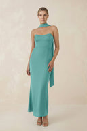 Strapless Sheath Midi Bridesmaid Dress With Ribbon in Pale Pistachio - KISS BRIDAL Bridesmaid Dresses