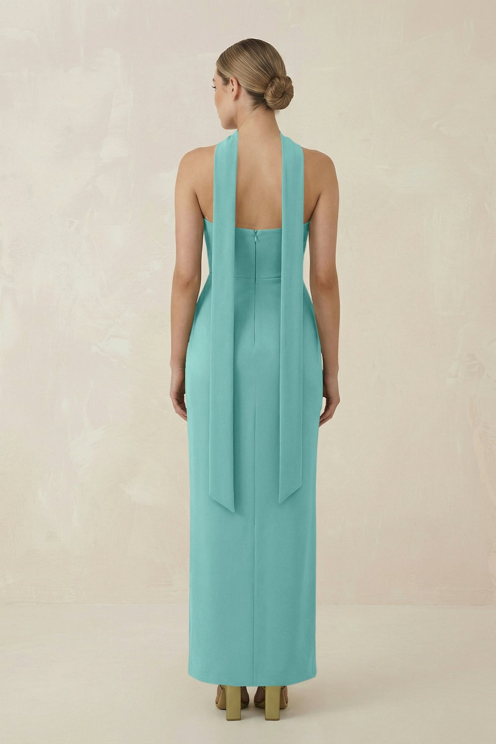 Strapless Sheath Midi Bridesmaid Dress With Ribbon in Pale Pistachio - KISS BRIDAL Bridesmaid Dresses