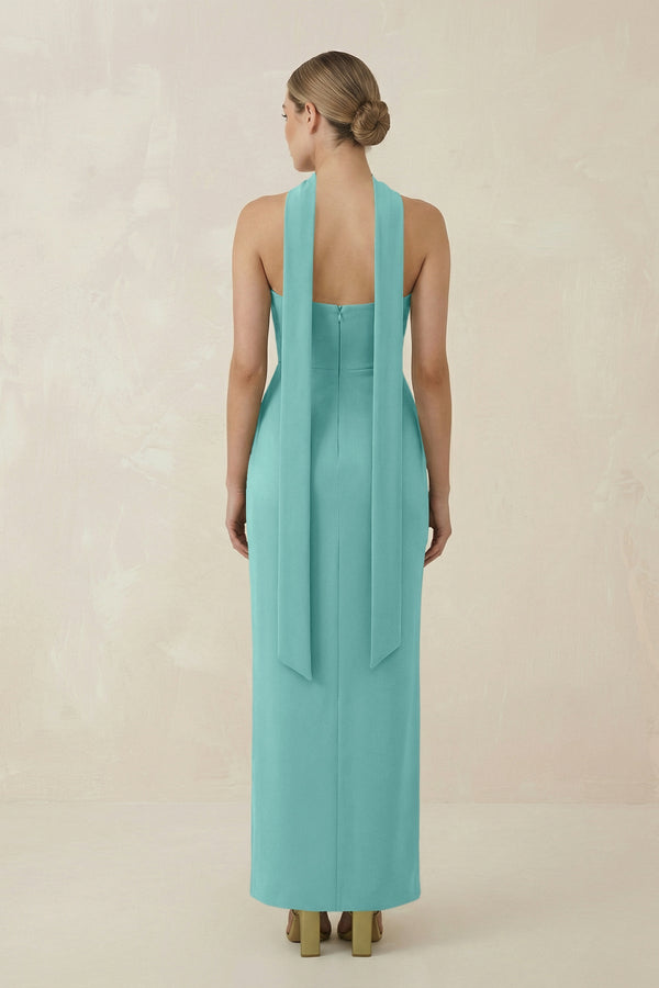 Strapless Sheath Midi Bridesmaid Dress With Ribbon in Pale Pistachio - KISS BRIDAL Bridesmaid Dresses