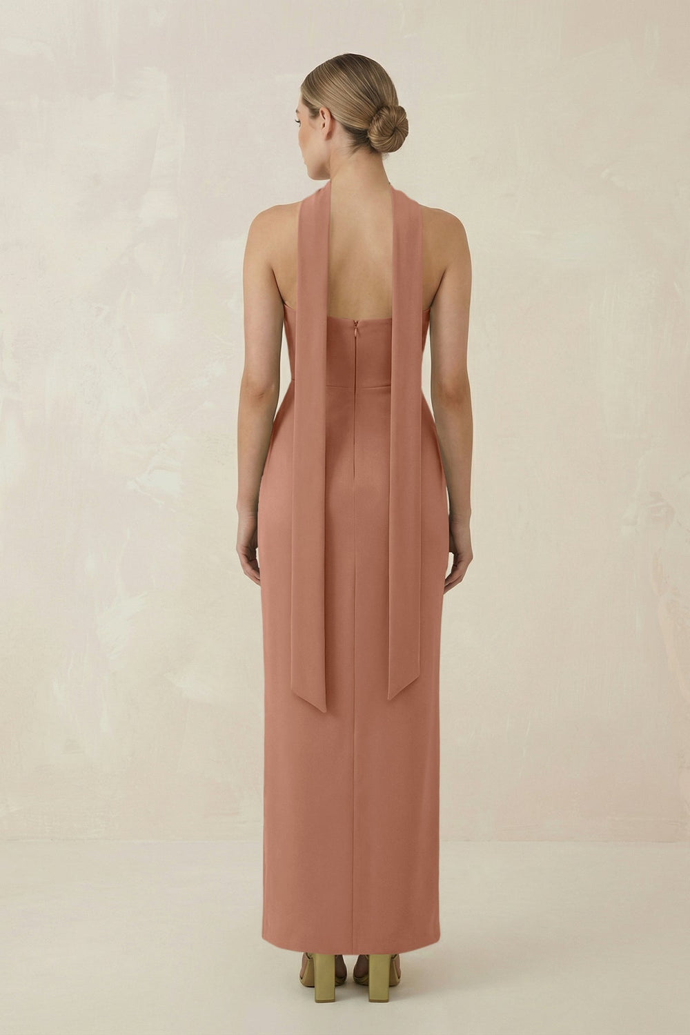 Strapless Sheath Midi Bridesmaid Dress With Ribbon in Rosette - KISS BRIDAL Bridesmaid Dresses