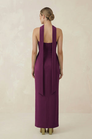 Strapless Sheath Midi Bridesmaid Dress With Ribbon in Sangria - KISS BRIDAL Bridesmaid Dresses