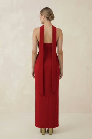 Strapless Sheath Midi Bridesmaid Dress With Ribbon in Spice - KISS BRIDAL Bridesmaid Dresses
