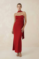 Strapless Sheath Midi Bridesmaid Dress With Ribbon in Spice - KISS BRIDAL Bridesmaid Dresses