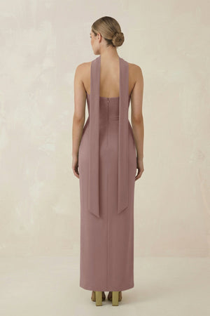 Strapless Sheath Midi Bridesmaid Dress With Ribbon in Toffee - KISS BRIDAL Bridesmaid Dresses