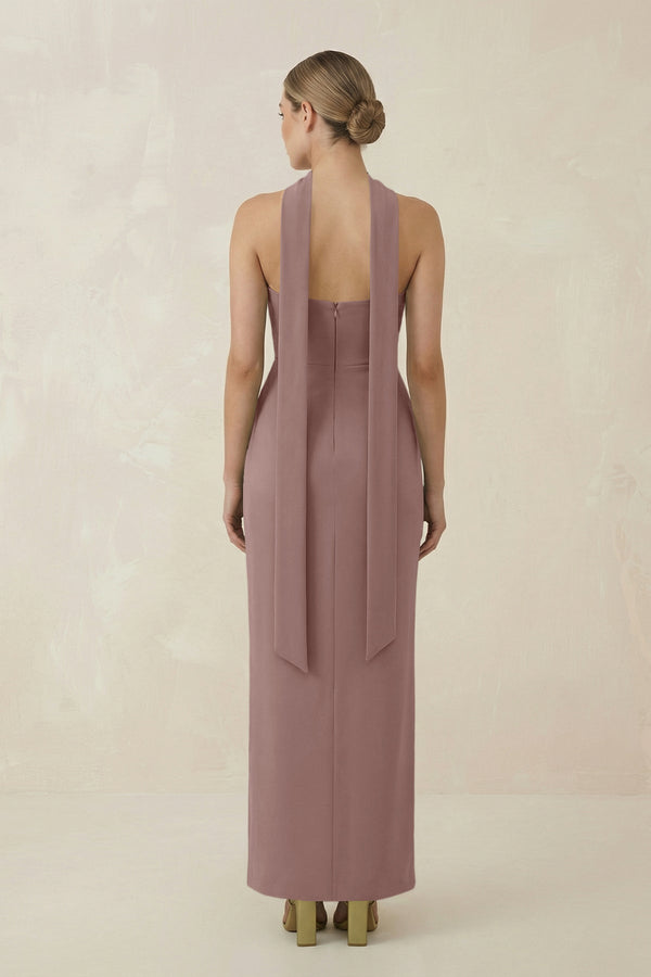 Strapless Sheath Midi Bridesmaid Dress With Ribbon in Toffee - KISS BRIDAL Bridesmaid Dresses