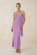 Strapless Sheath Midi Bridesmaid Dress With Ribbon in Vintage Mauve - KISS BRIDAL Bridesmaid Dresses