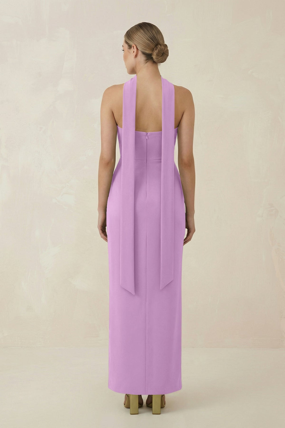 Strapless Sheath Midi Bridesmaid Dress With Ribbon in Vintage Mauve - KISS BRIDAL Bridesmaid Dresses