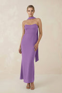 Strapless Sheath Midi Bridesmaid Dress With Ribbon in Wisteria - KISS BRIDAL Bridesmaid Dresses