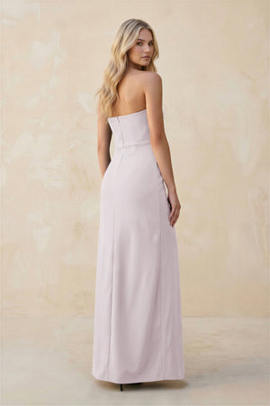 Strapless Sheath Satin Bridesmaid Dress With Slit in Dusk - KISS BRIDAL Bridesmaid Dresses