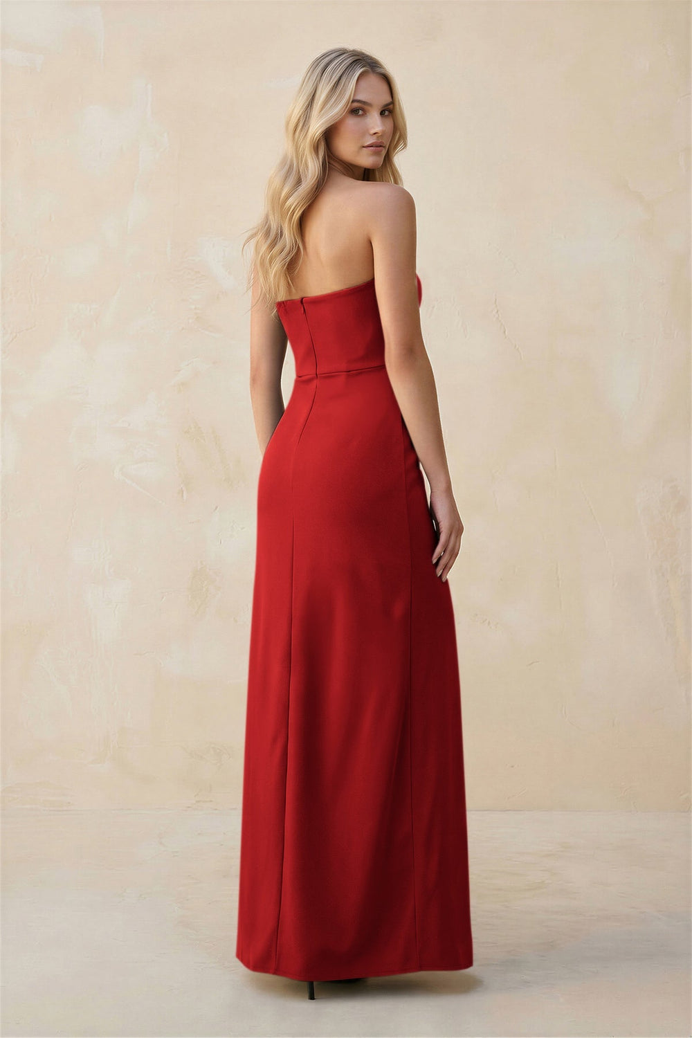 Strapless Sheath Satin Bridesmaid Dress With Slit in Spice - KISS BRIDAL Bridesmaid Dresses