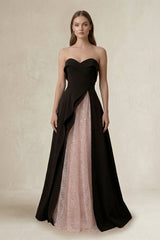 Strapless Sweetheart A - Line Wedding Dress in Black and Pink - KISS BRIDAL Wedding Dresses