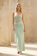 Strapless Twist Maxi Dress in Mint Green - KISS BRIDAL