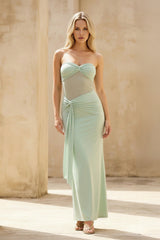 Strapless Twist Maxi Dress in Mint Green - KISS BRIDAL