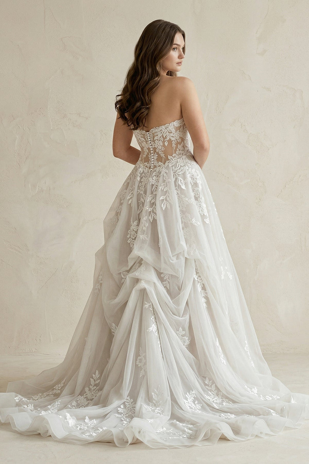 Sweetheart A - Line Appliqued Corset Wedding Dress in Ivory - KISS BRIDAL Wedding Dresses