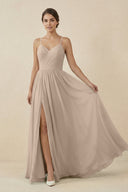 Sweetheart A - Line Chiffon Bridesmaid Dress in Almond - SHE IS ME Bridesmaid Dresses