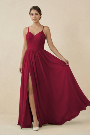 Sweetheart A - Line Chiffon Bridesmaid Dress in Berry - SHE IS ME Bridesmaid Dresses