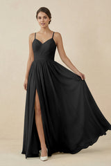 Sweetheart A - Line Chiffon Bridesmaid Dress in Black - KISS BRIDAL Bridesmaid Dresses