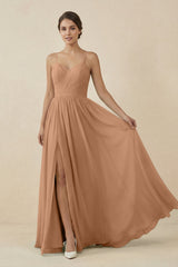 Sweetheart A - Line Chiffon Bridesmaid Dress in Bronzer - KISS BRIDAL Bridesmaid Dresses