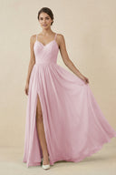 Sweetheart A - Line Chiffon Bridesmaid Dress in Candy Pink - SHE IS ME Bridesmaid Dresses