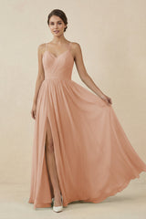 Sweetheart A - Line Chiffon Bridesmaid Dress in Champagne Rose - KISS BRIDAL Bridesmaid Dresses