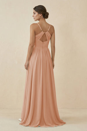 Sweetheart A - Line Chiffon Bridesmaid Dress in Champagne Rose - SHE IS ME Bridesmaid Dresses