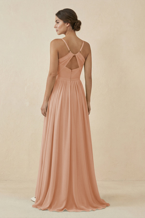 Sweetheart A - Line Chiffon Bridesmaid Dress in Champagne Rose - SHE IS ME Bridesmaid Dresses