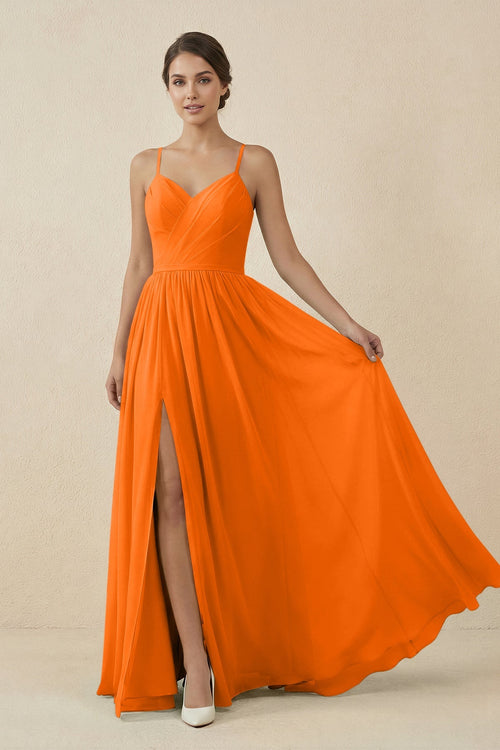 Sweetheart A - Line Chiffon Bridesmaid Dress in Cinnamon - SHE IS ME Bridesmaid Dresses