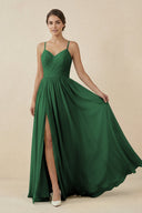 Sweetheart A - Line Chiffon Bridesmaid Dress in Dark Green - SHE IS ME Bridesmaid Dresses
