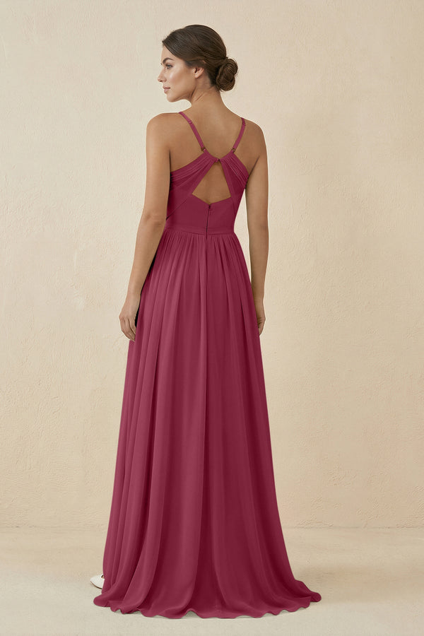 Sweetheart A - Line Chiffon Bridesmaid Dress in Desert Rose - SHE IS ME Bridesmaid Dresses