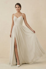 Sweetheart A - Line Chiffon Bridesmaid Dress in Dove Gray - KISS BRIDAL Bridesmaid Dresses