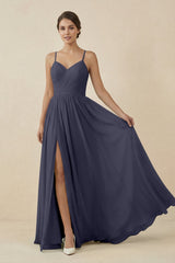 Sweetheart A - Line Chiffon Bridesmaid Dress in Dusk Blue - KISS BRIDAL Bridesmaid Dresses