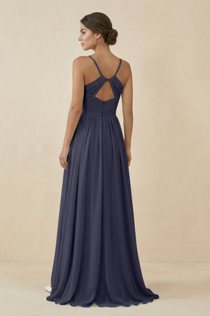 Sweetheart A - Line Chiffon Bridesmaid Dress in Dusk Blue - SHE IS ME Bridesmaid Dresses