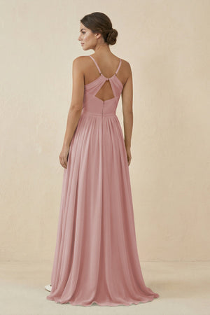 Sweetheart A - Line Chiffon Bridesmaid Dress in Dusty Rose - SHE IS ME Bridesmaid Dresses