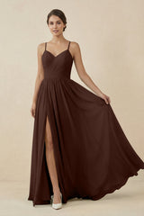 Sweetheart A - Line Chiffon Bridesmaid Dress in Espresso - KISS BRIDAL Bridesmaid Dresses