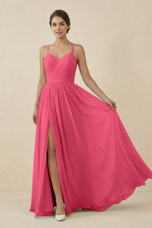 Sweetheart A - Line Chiffon Bridesmaid Dress in Fuchsia - SHE IS ME Bridesmaid Dresses