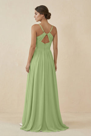 Sweetheart A - Line Chiffon Bridesmaid Dress in Matcha - SHE IS ME Bridesmaid Dresses