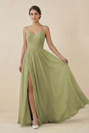 Sweetheart A - Line Chiffon Bridesmaid Dress in Moss - SHE IS ME Bridesmaid Dresses