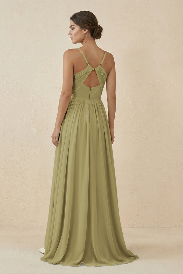 Sweetheart A-Line Chiffon Bridesmaid Dress in Moss Green (2) | KISSBRIDAL
