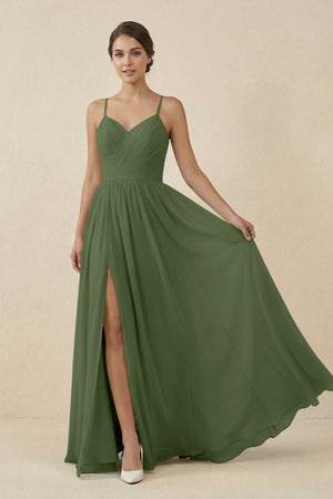 Sweetheart A-Line Chiffon Bridesmaid Dress in Moss | KISSBRIDAL