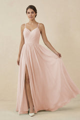 Sweetheart A - Line Chiffon Bridesmaid Dress in Pale Blush - KISS BRIDAL Bridesmaid Dresses