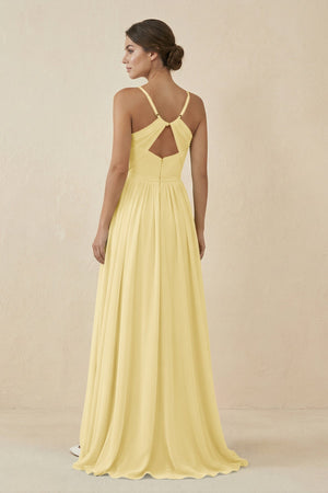 Sweetheart A - Line Chiffon Bridesmaid Dress in Pastel Yellow - SHE IS ME Bridesmaid Dresses
