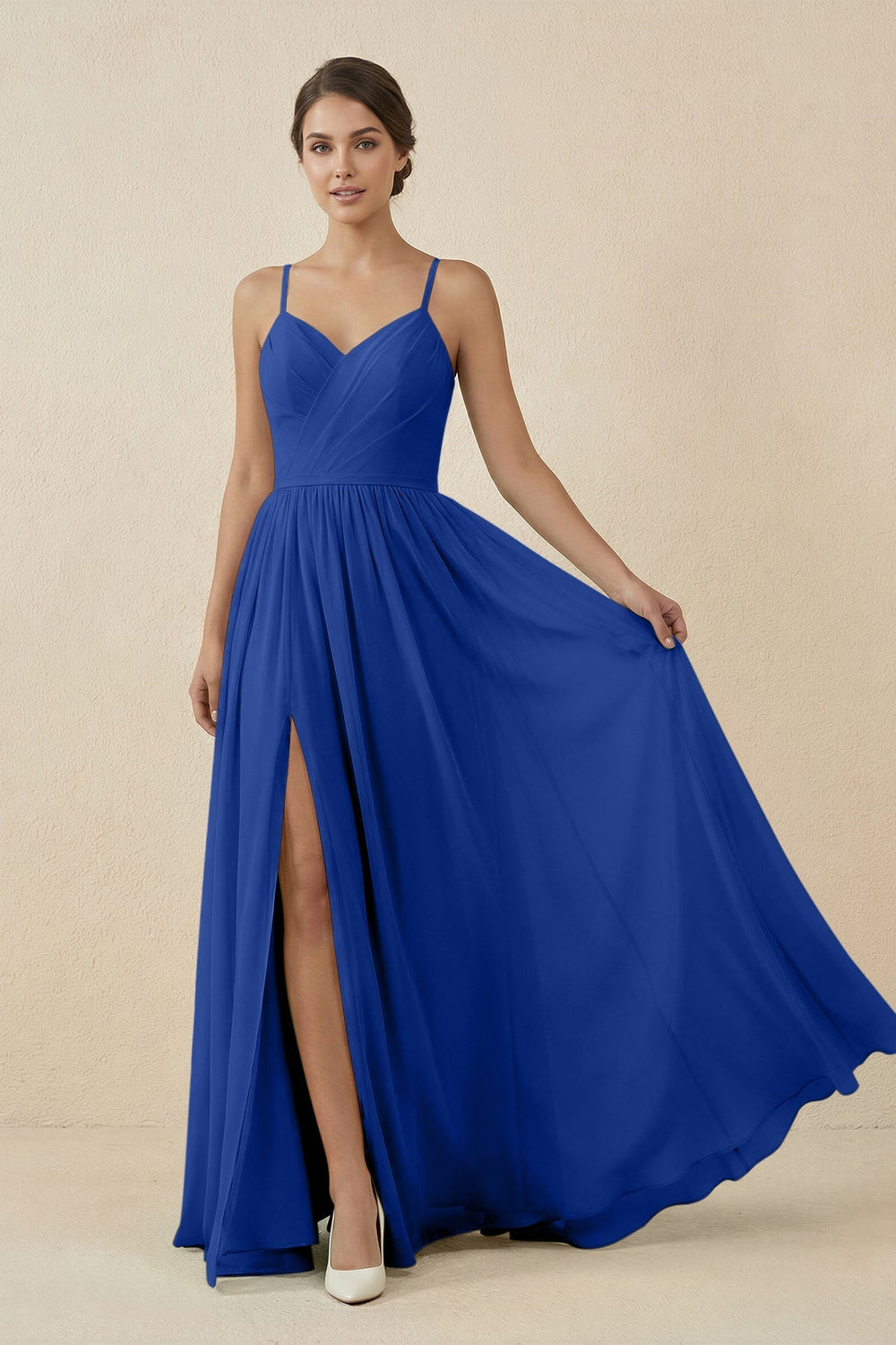 Sweetheart A - Line Chiffon Bridesmaid Dress in Royal Blue - SHE IS ME Bridesmaid Dresses
