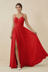 Sweetheart A - Line Chiffon Bridesmaid Dress in Ruby Red - KISS BRIDAL Bridesmaid Dresses
