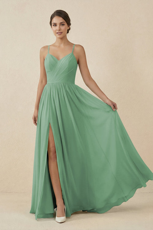 Sweetheart A - Line Chiffon Bridesmaid Dress in Sea Glass - SHE IS ME Bridesmaid Dresses