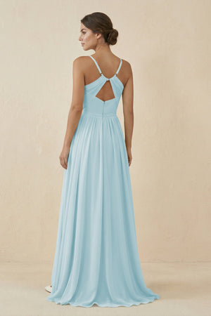 Sweetheart A - Line Chiffon Bridesmaid Dress in Sky Blue - SHE IS ME Bridesmaid Dresses