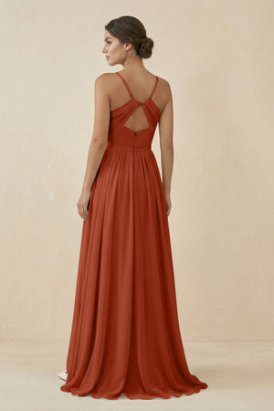 Sweetheart A - Line Chiffon Bridesmaid Dress in Spice - SHE IS ME Bridesmaid Dresses