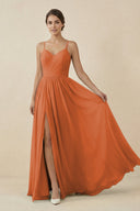 Sweetheart A - Line Chiffon Bridesmaid Dress in Terracotta - SHE IS ME Bridesmaid Dresses