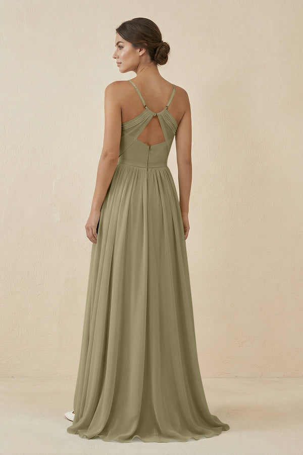 Sweetheart A - Line Chiffon Bridesmaid Dress in Thyme - SHE IS ME Bridesmaid Dresses