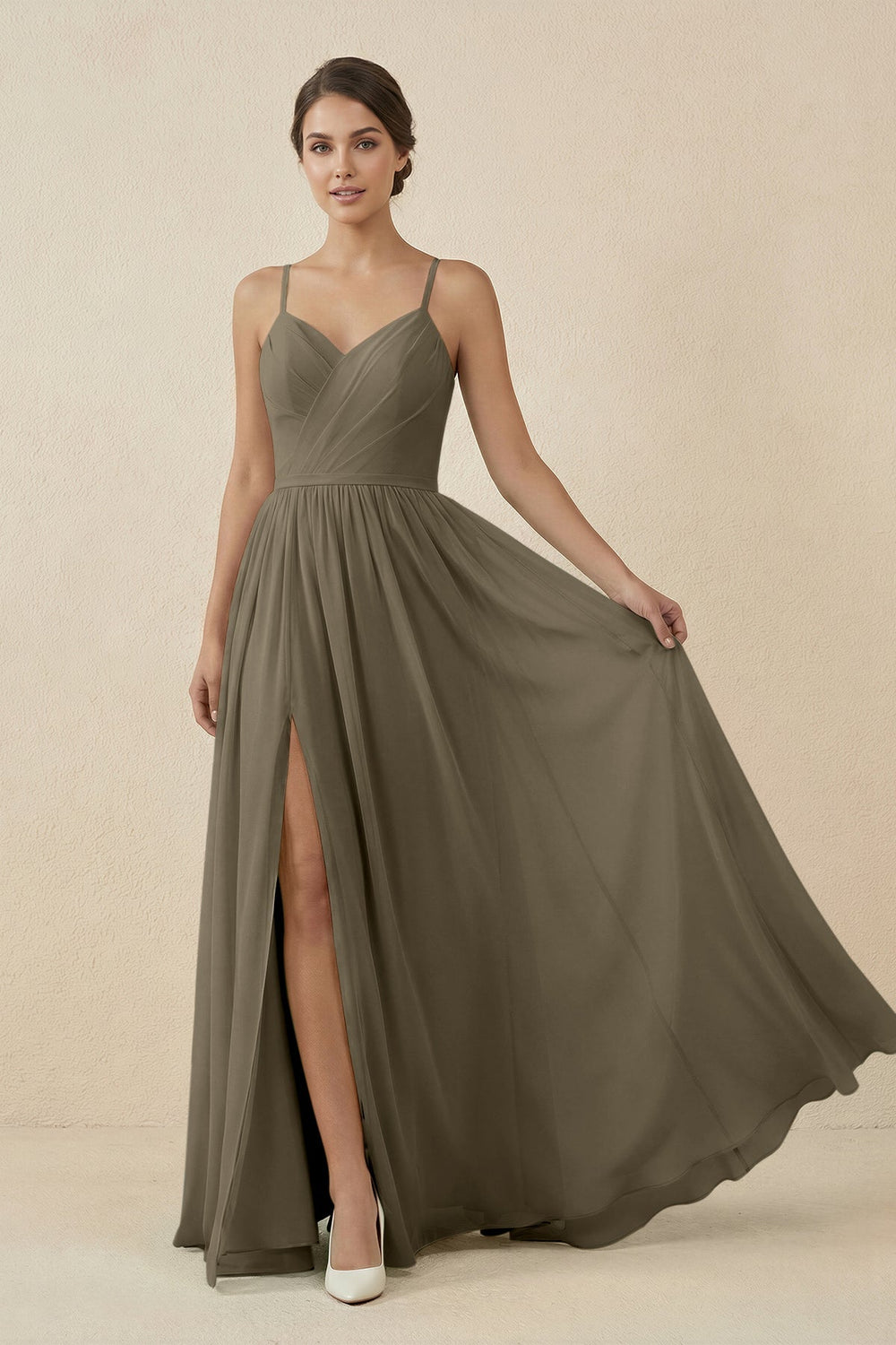 Sweetheart A - Line Chiffon Bridesmaid Dress in Willow Green - SHE IS ME Bridesmaid Dresses